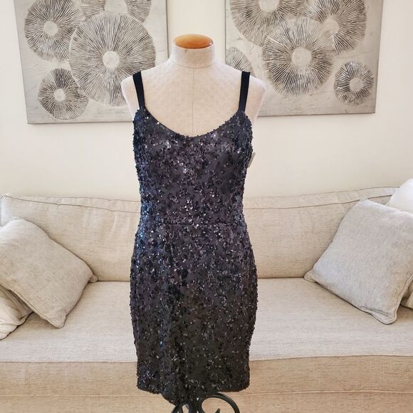 Dress the Population Lindsay Sequin Cheetah Sheath Dress size Large - NEW - Picture 4 of 13